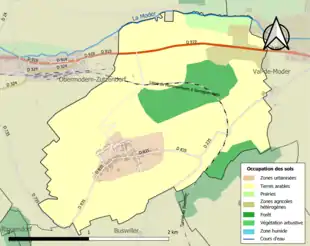 Carte en couleurs présentant l'occupation des sols.