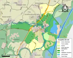 Carte en couleurs présentant l'occupation des sols.