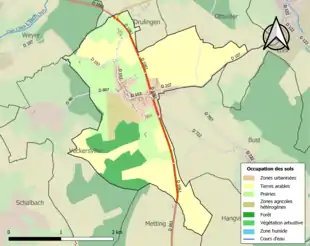 Carte en couleurs présentant l'occupation des sols.