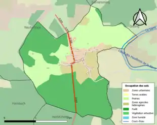 Carte en couleurs présentant l'occupation des sols.