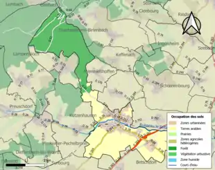 Carte en couleurs présentant l'occupation des sols.