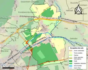 Carte en couleurs présentant l'occupation des sols.