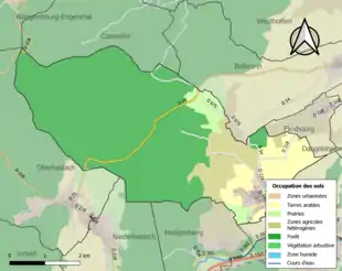 Carte en couleurs présentant l'occupation des sols.