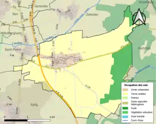 Carte en couleurs présentant l'occupation des sols.