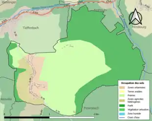 Carte en couleurs présentant l'occupation des sols.