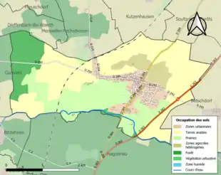 Carte en couleurs présentant l'occupation des sols.