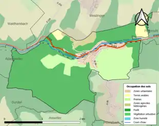 Carte en couleurs présentant l'occupation des sols.