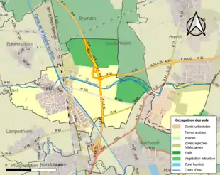 Carte en couleurs présentant l'occupation des sols.