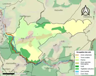 Carte en couleurs présentant l'occupation des sols.