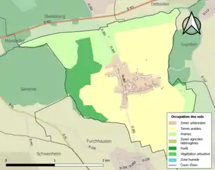 Carte en couleurs présentant l'occupation des sols.