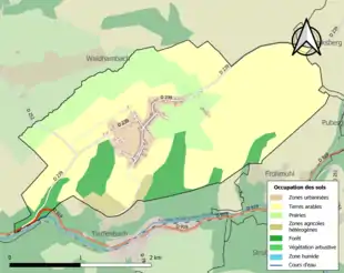 Carte en couleurs présentant l'occupation des sols.