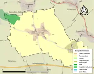 Carte en couleurs présentant l'occupation des sols.