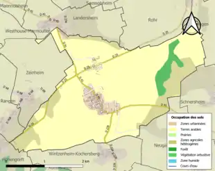 Carte en couleurs présentant l'occupation des sols.