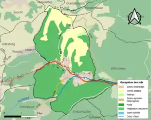 Carte en couleurs présentant l'occupation des sols.