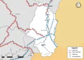 Carte du réseau routier national (autoroutes et routes nationales) dans le département du Haut-Rhin