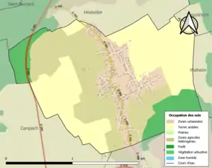 Carte en couleurs présentant l'occupation des sols.