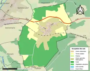 Carte en couleurs présentant l'occupation des sols.