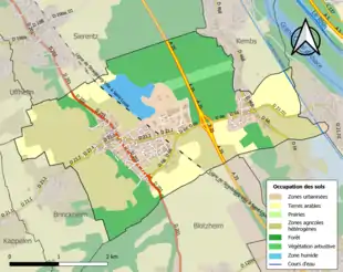 Carte en couleurs présentant l'occupation des sols.