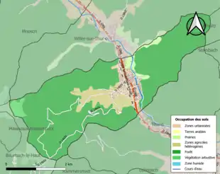 Carte en couleurs présentant l'occupation des sols.