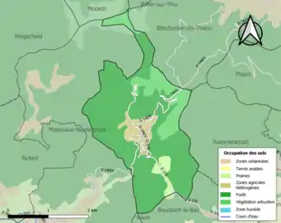 Carte en couleurs présentant l'occupation des sols.