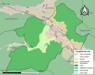 Carte en couleurs présentant l'occupation des sols.