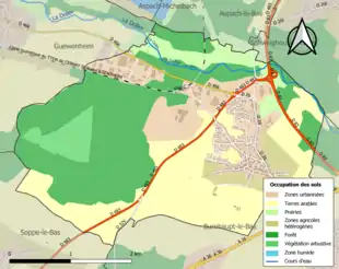 Carte en couleurs présentant l'occupation des sols.