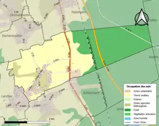 Carte en couleurs présentant l'occupation des sols.