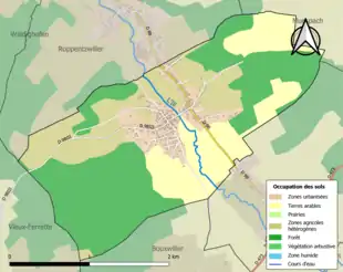 Carte en couleurs présentant l'occupation des sols.