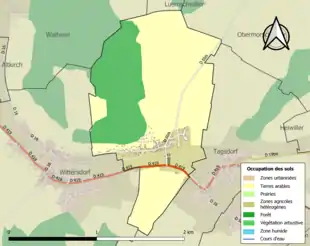 Carte en couleurs présentant l'occupation des sols.