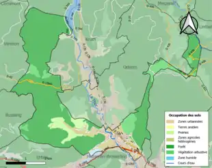 Carte en couleurs présentant l'occupation des sols.