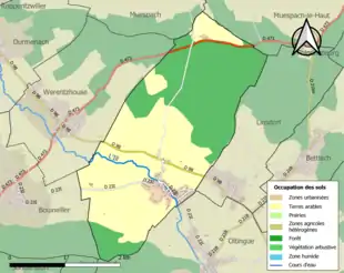 Carte en couleurs présentant l'occupation des sols.