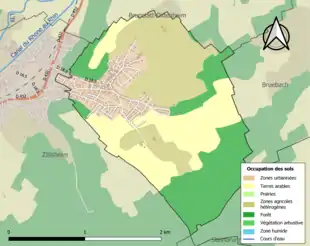 Carte en couleurs présentant l'occupation des sols.