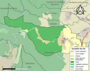 Carte en couleurs présentant l'occupation des sols.