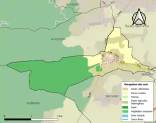 Carte en couleurs présentant l'occupation des sols.