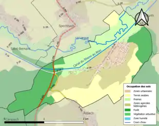 Carte en couleurs présentant l'occupation des sols.