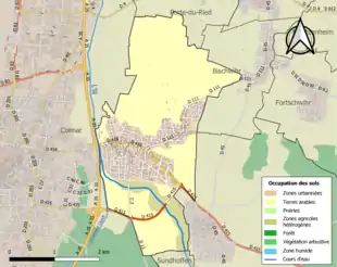 Carte en couleurs présentant l'occupation des sols.