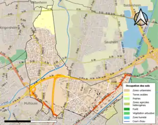 Carte en couleurs présentant l'occupation des sols.