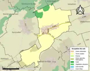 Carte en couleurs présentant l'occupation des sols.