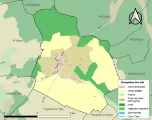 Carte en couleurs présentant l'occupation des sols.