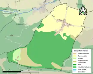 Carte en couleurs présentant l'occupation des sols.