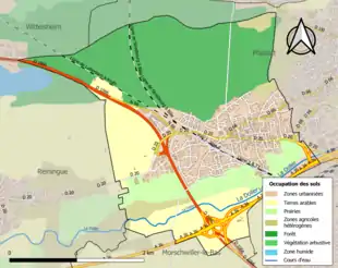 Carte en couleurs présentant l'occupation des sols.