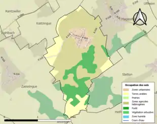 Carte en couleurs présentant l'occupation des sols.