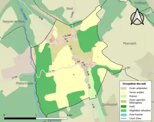 Carte en couleurs présentant l'occupation des sols.