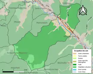 Carte en couleurs présentant l'occupation des sols.