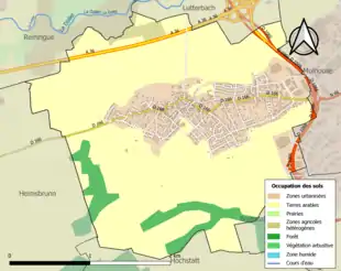 Carte en couleurs présentant l'occupation des sols.