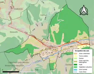 Carte en couleurs présentant l'occupation des sols.