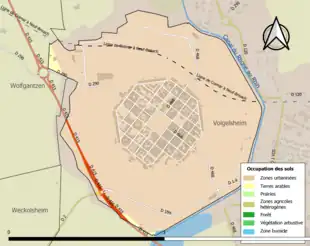 Carte en couleurs présentant l'occupation des sols.