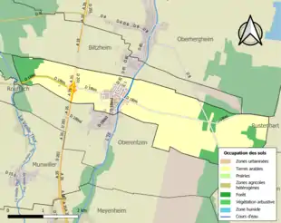 Carte en couleurs présentant l'occupation des sols.