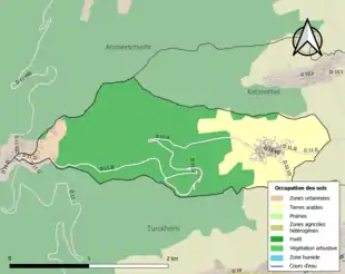 Carte en couleurs présentant l'occupation des sols.