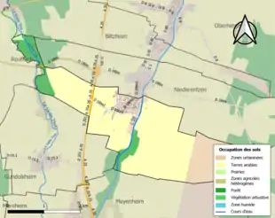 Carte en couleurs présentant l'occupation des sols.